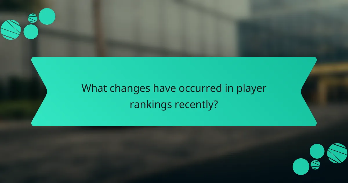 What changes have occurred in player rankings recently?